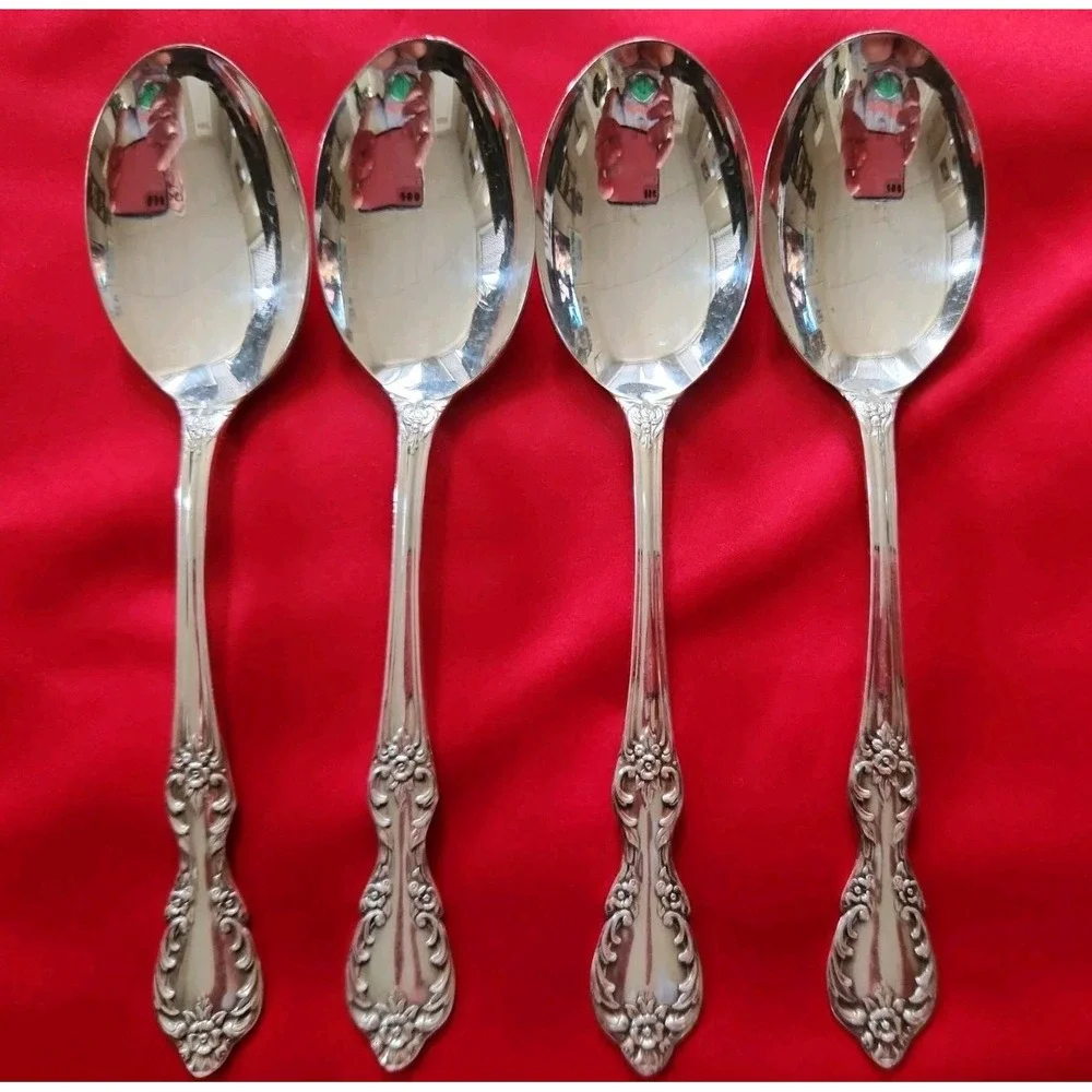 Wm Rogers Grand Elegance International Silver 1959 Soup Spoons Flatware Lot of 4